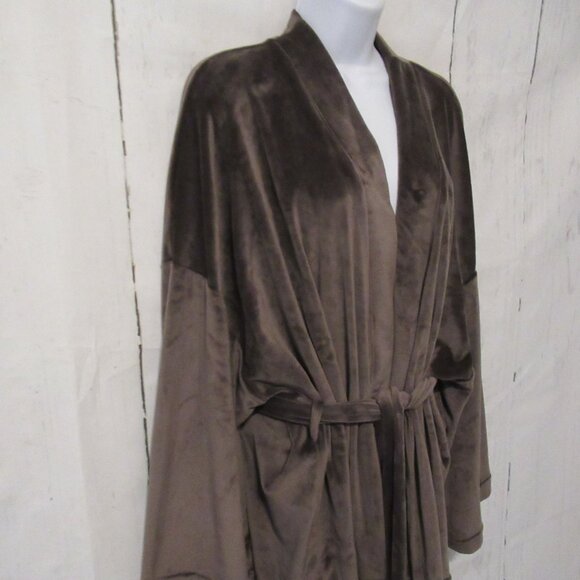 Skims Velour Short Robe XL Brown Kimono Cardigan Soft Cozy - Picture 2 of 7